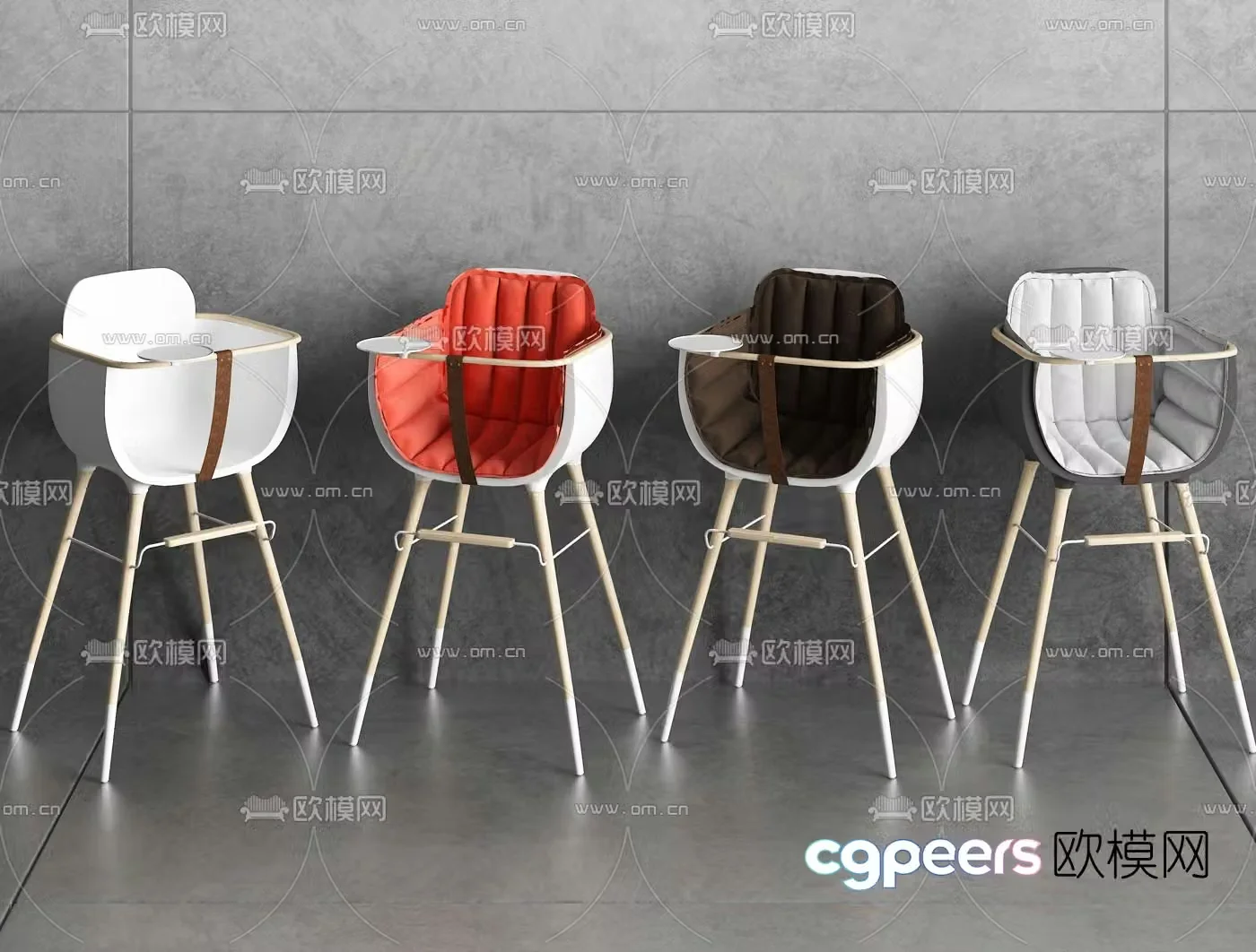 Nordic children’s dining chair 3d model