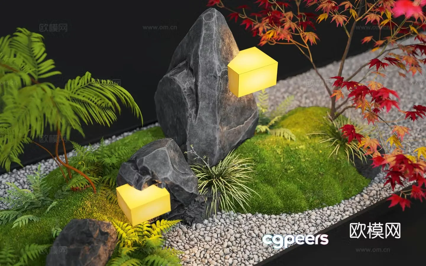 Modern interior landscape landscaping moss landscape landscape sketch landscape stone landscape light 3d model