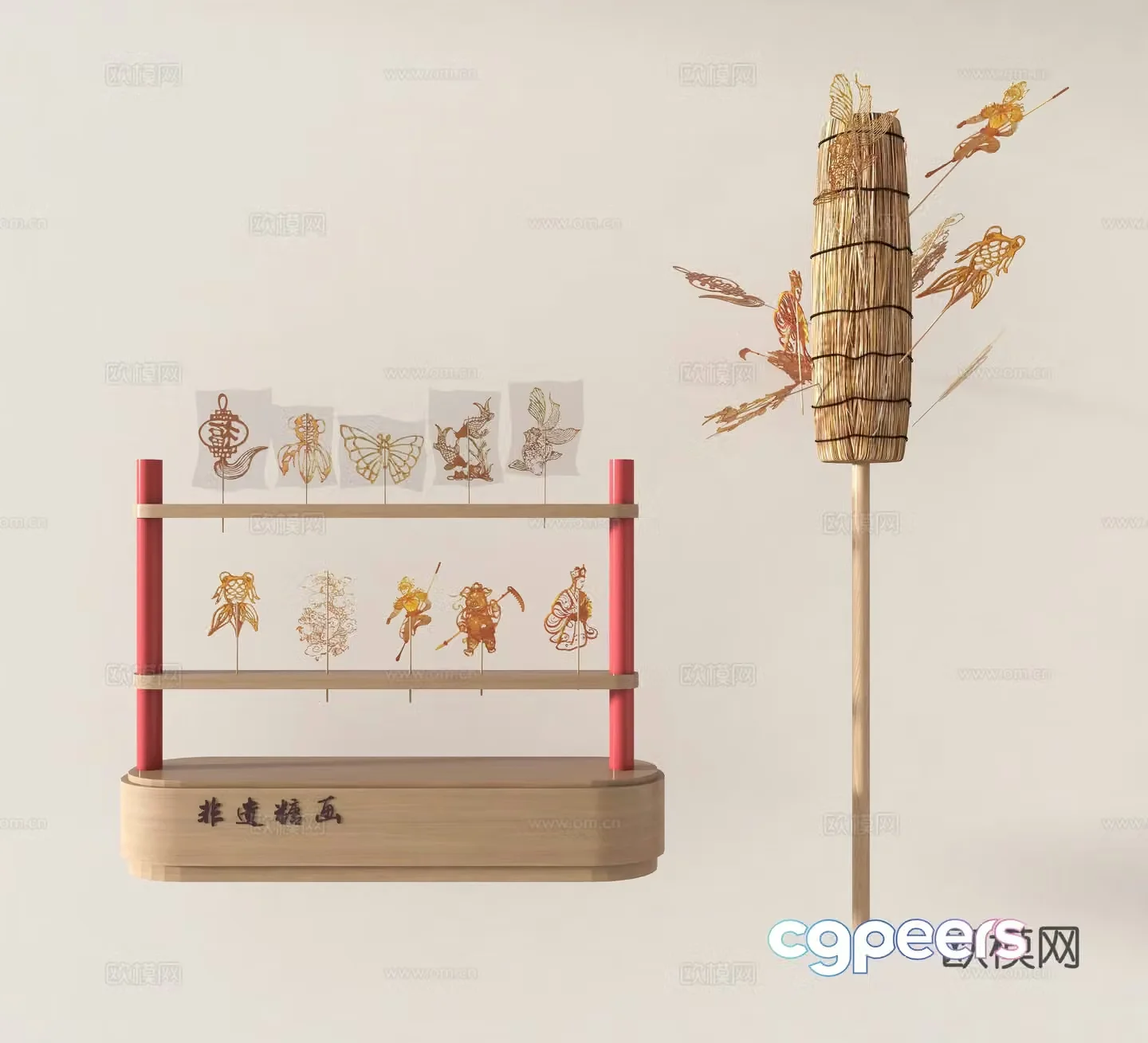 New Chinese style sugar man sugar painting Intangible cultural heritage handmade candy man 3D model
