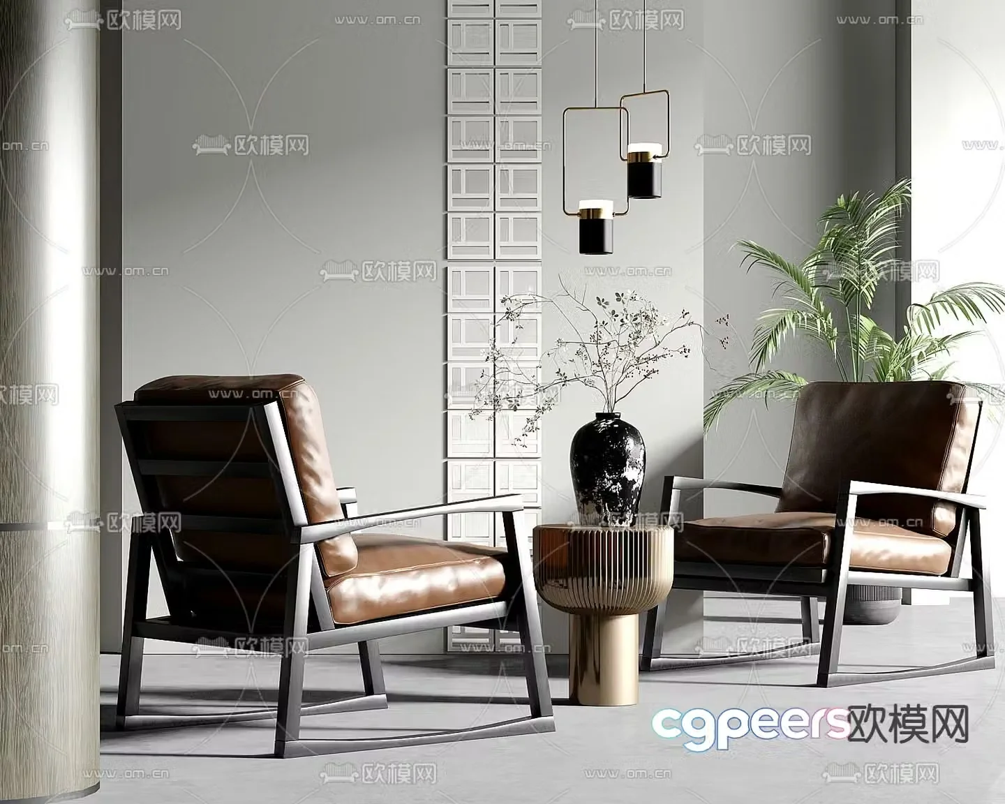 Light luxury sofa chair leisure chair side table 3d model