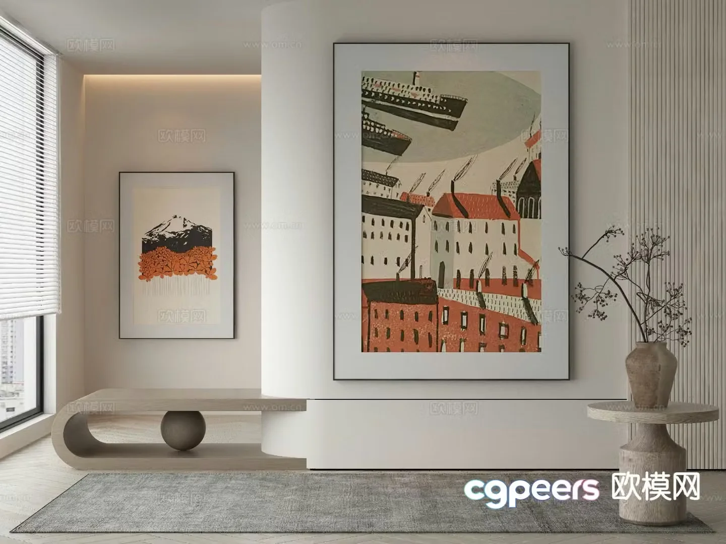 Modern art painting decorative painting 3d model