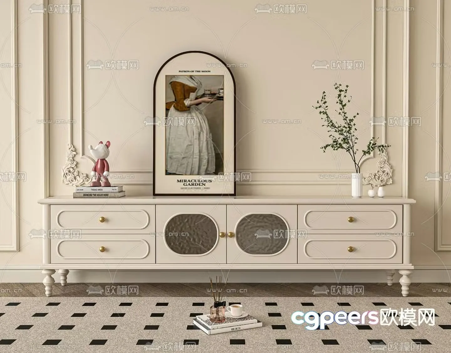 French side cabinet TV cabinet 3d model