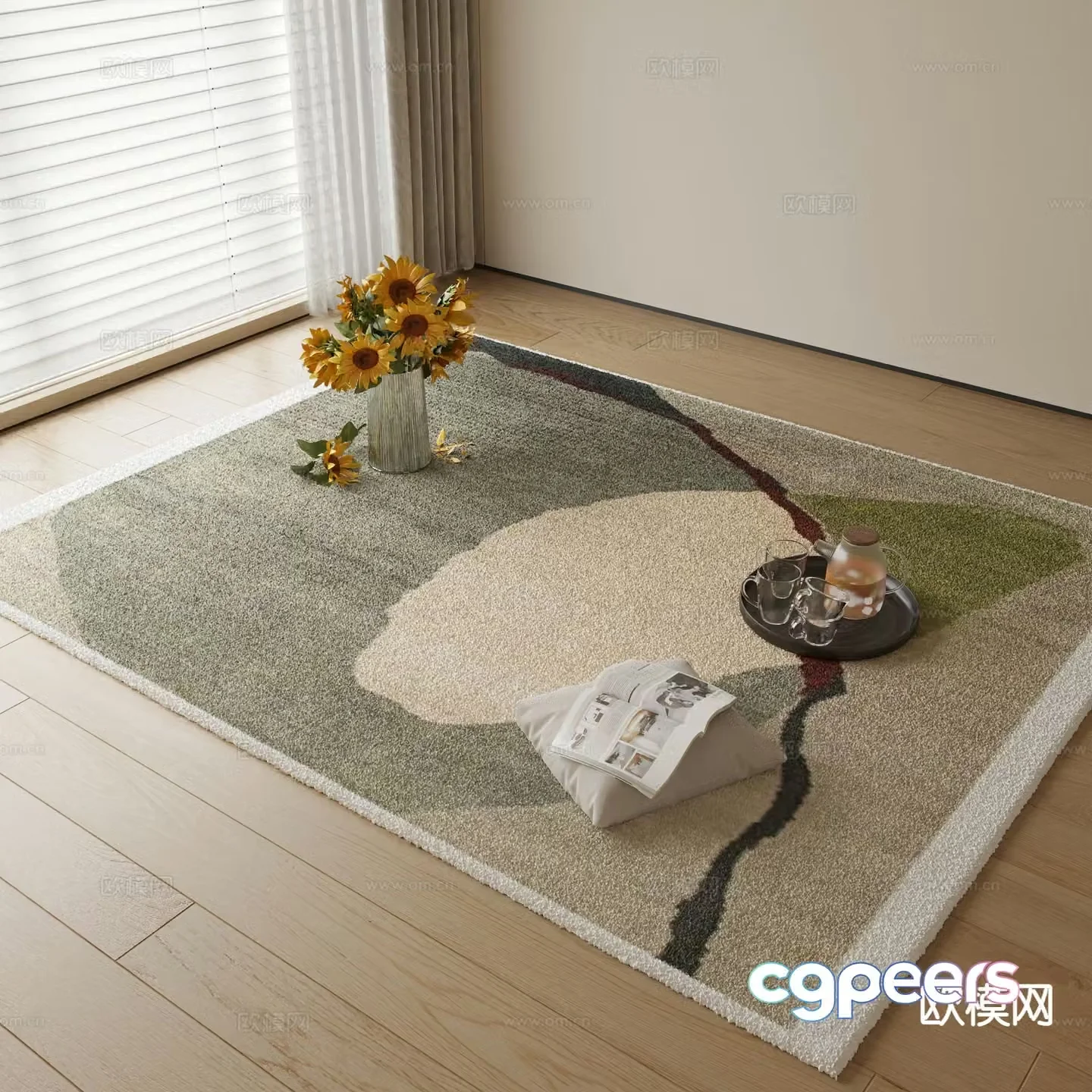 Modern carpet square rug 3d model