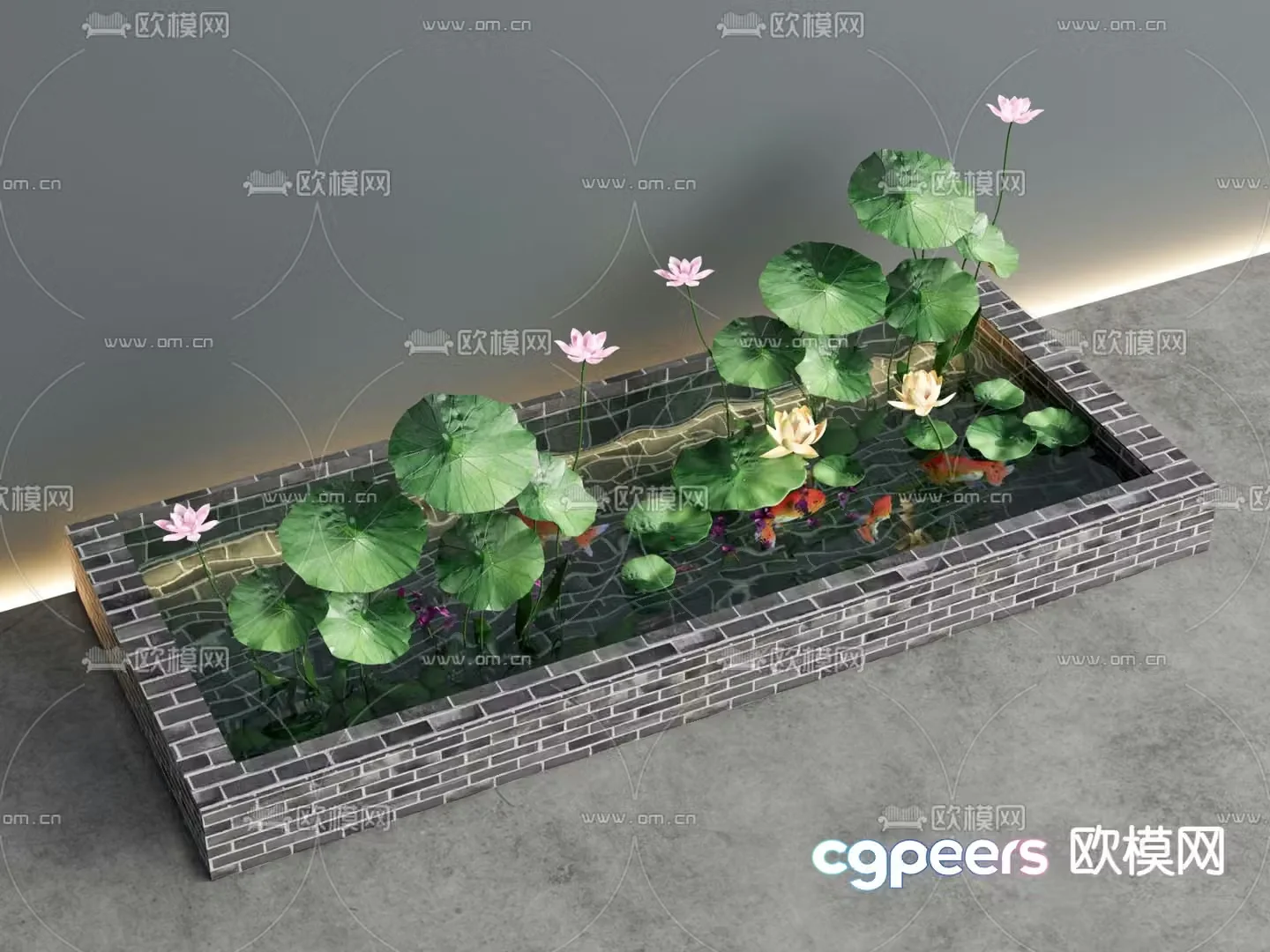 New Chinese style lotus pond water lily lotus pond water feature 3d model