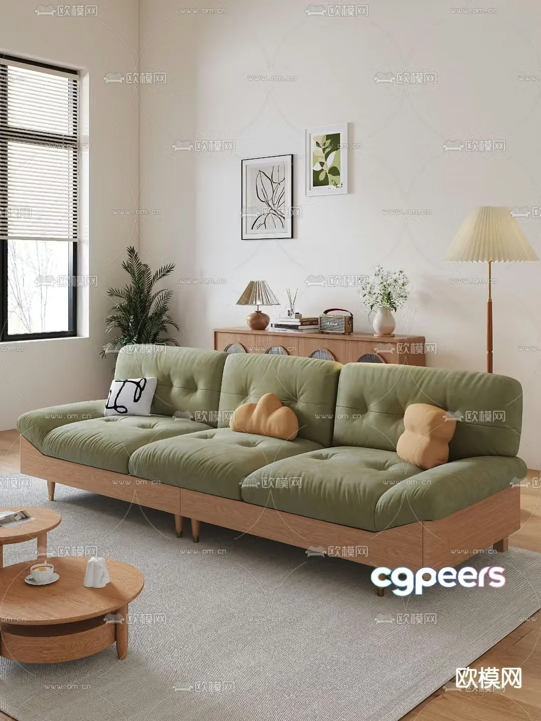 Nordic multi-person sofa 3d model