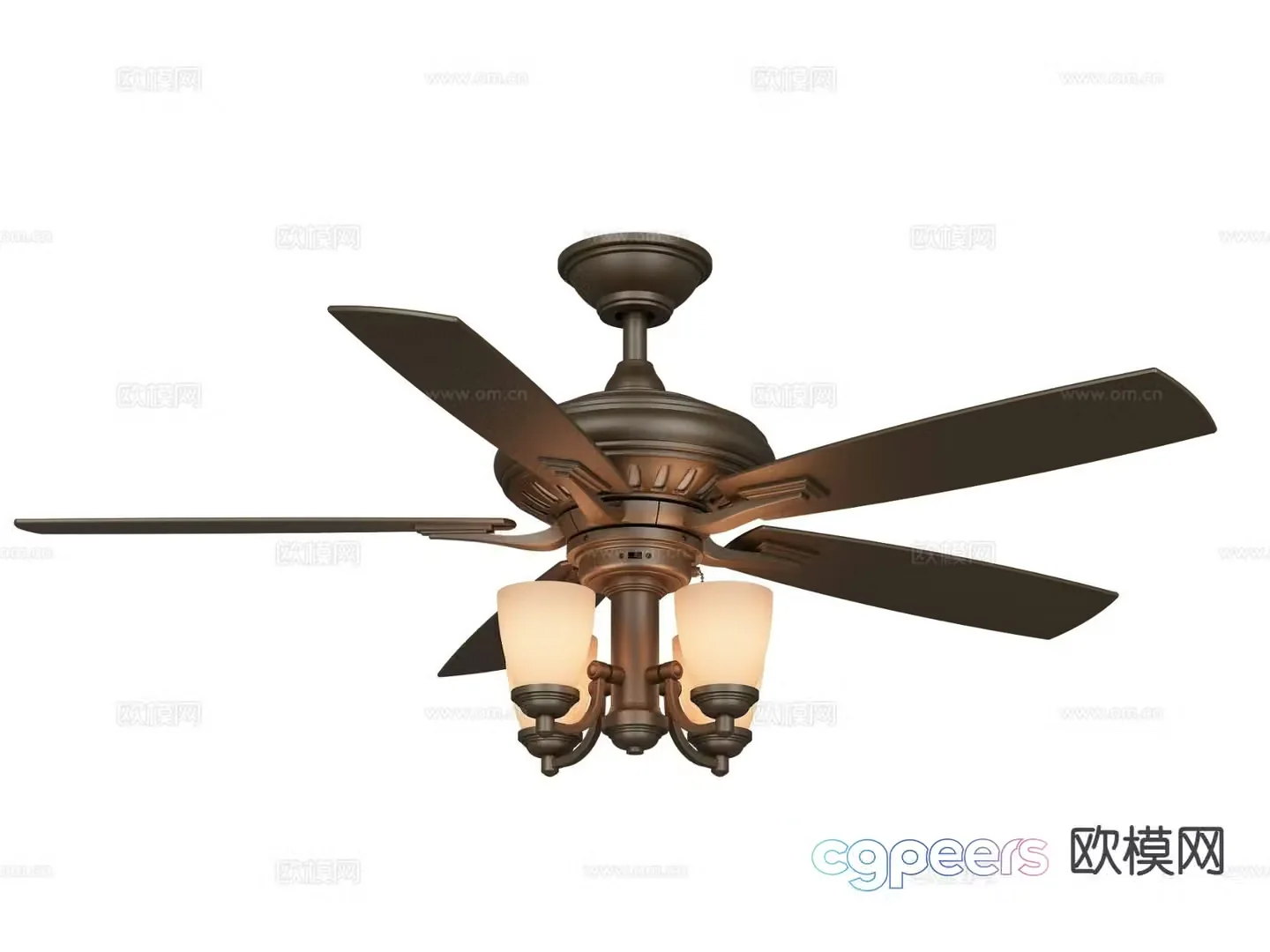 Medieval style ceiling fan lamp fan chandelier 3d model