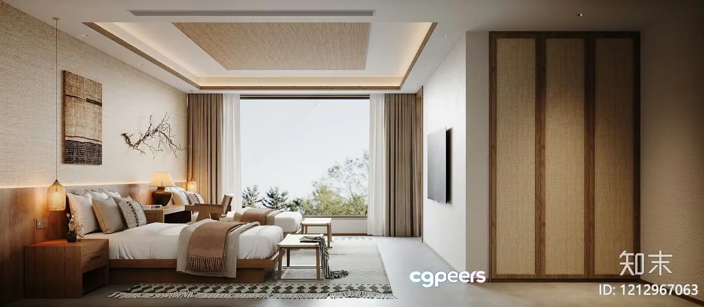 Cozy Bedroom 3D Model – 2034 – VRAY Render