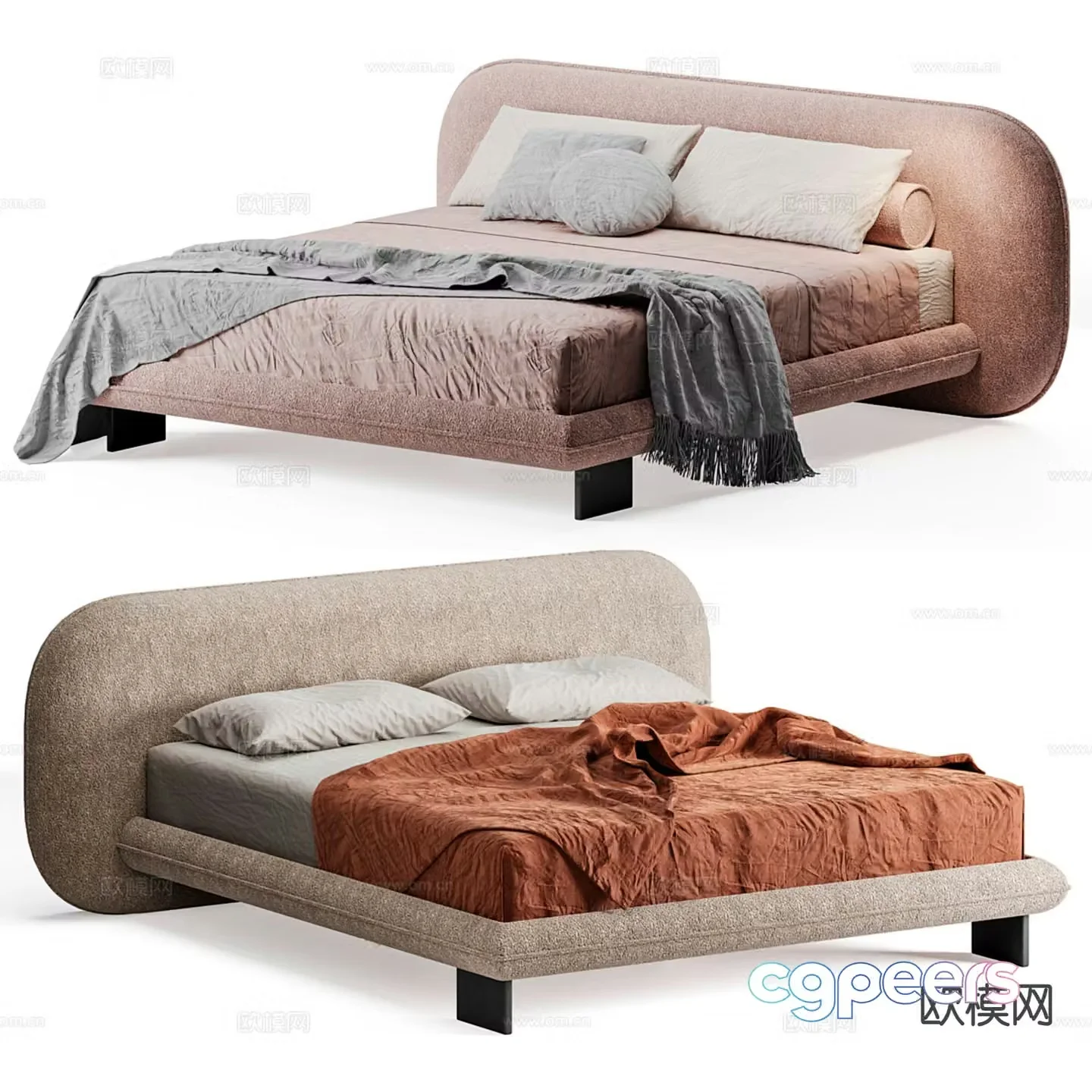 Modern double bed 3d model