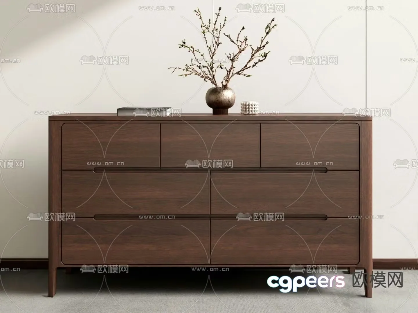 New Chinese style entrance cabinet 3D model