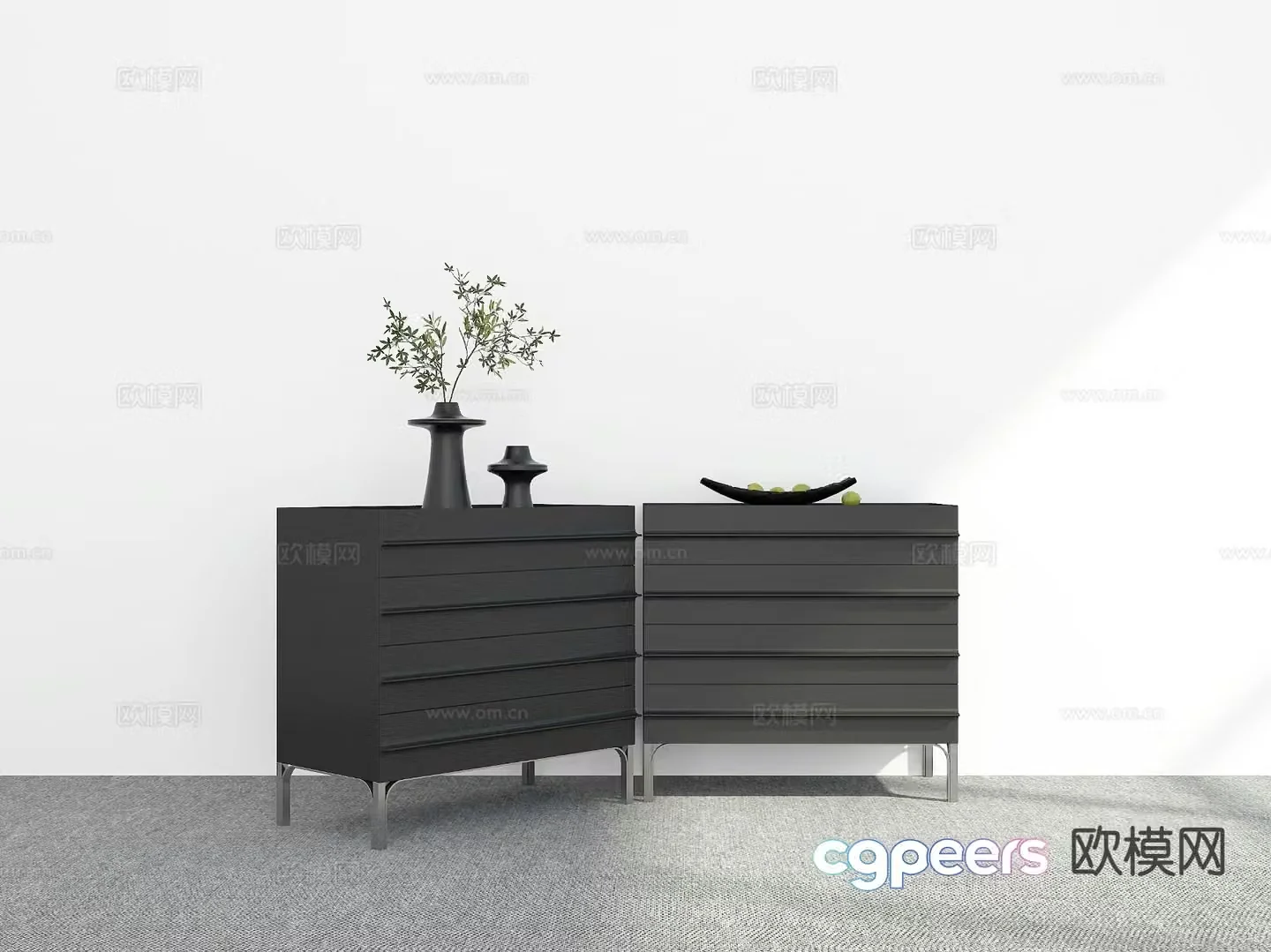 Modern side cabinet chest 3d model