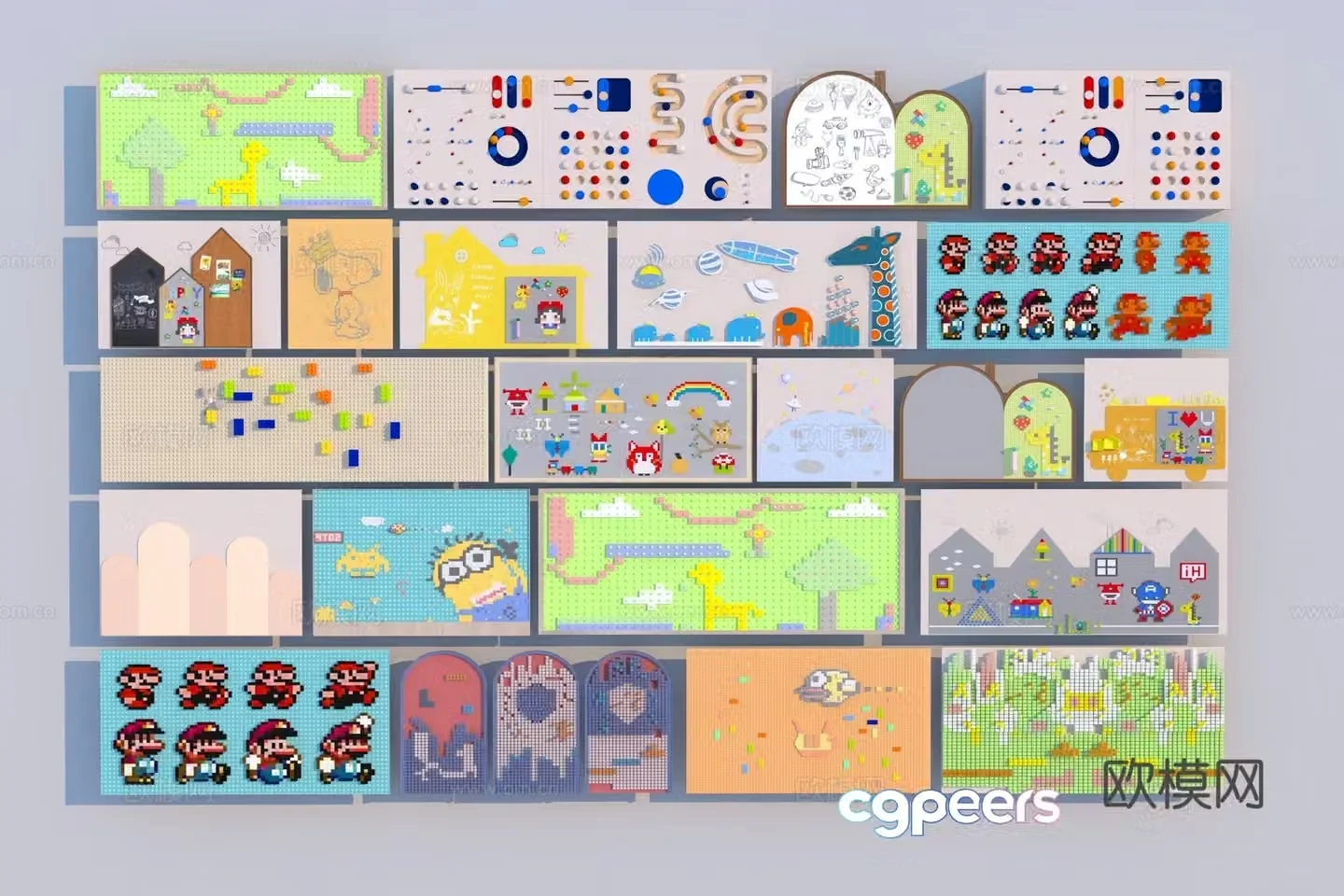 Modern children’s background wall 3d model
