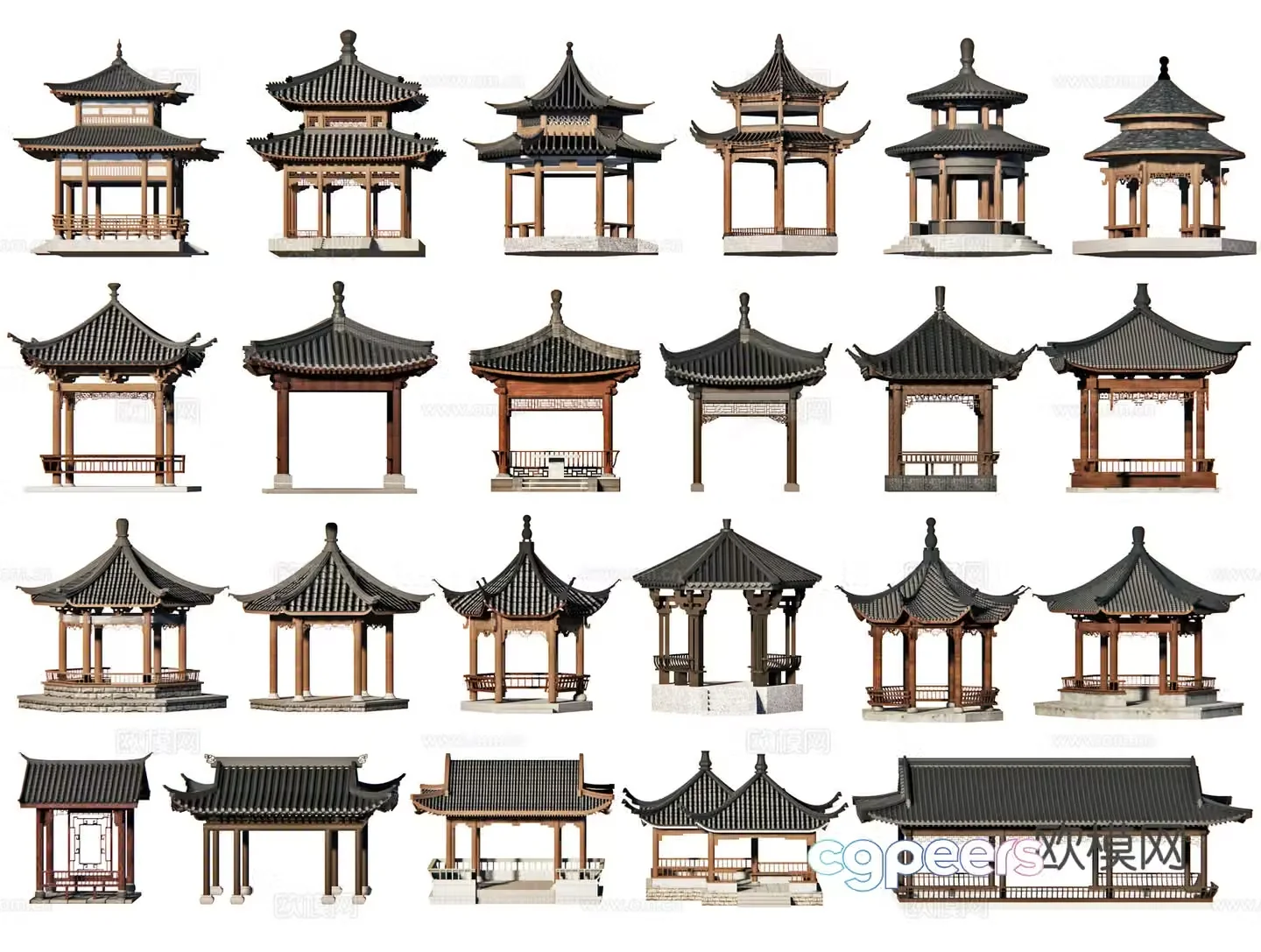 Chinese style pavilion ancient building pavilion water pavilion pavilion corridor pavilion 3D model