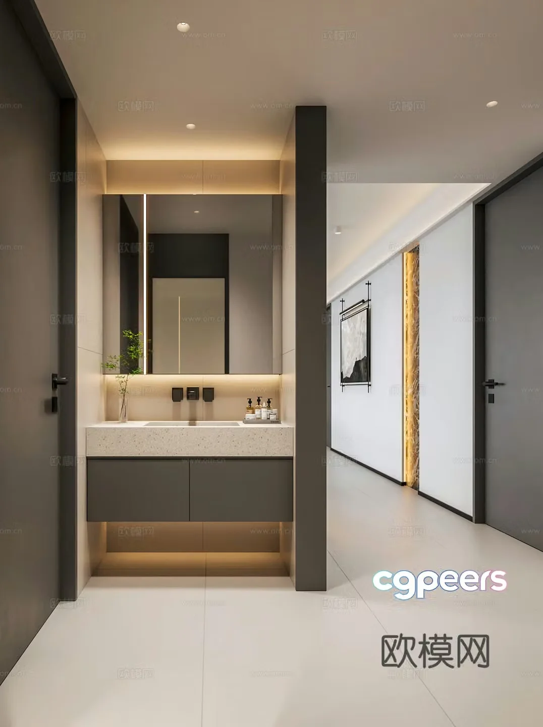 Italian minimalist bathroom 3D model