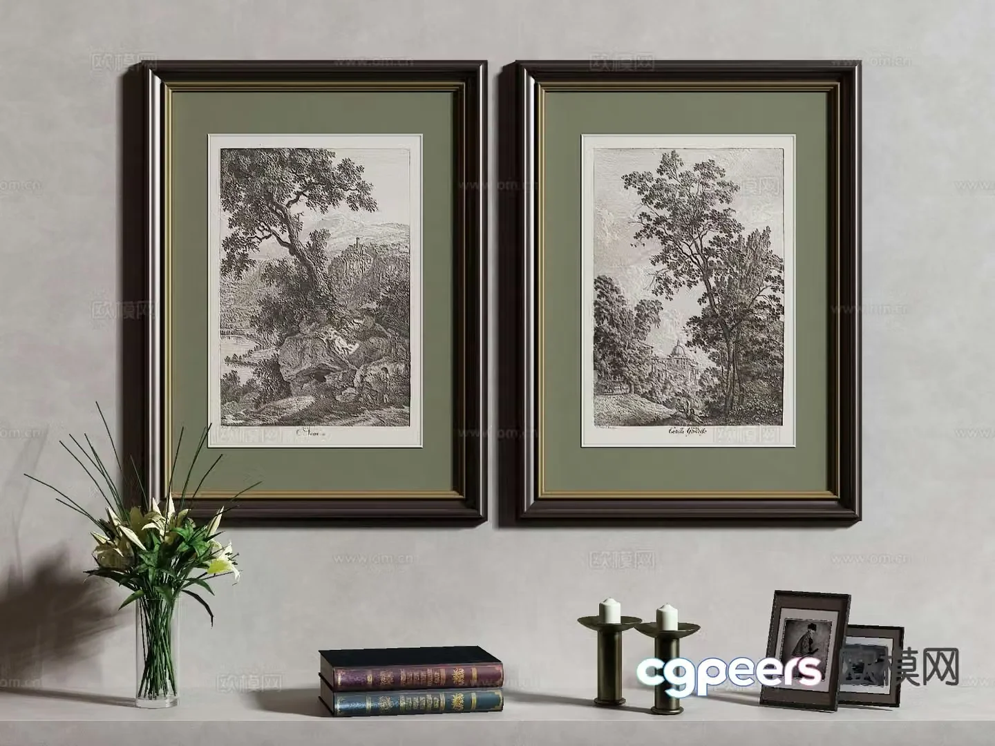 American style hanging painting decorative painting 3d model