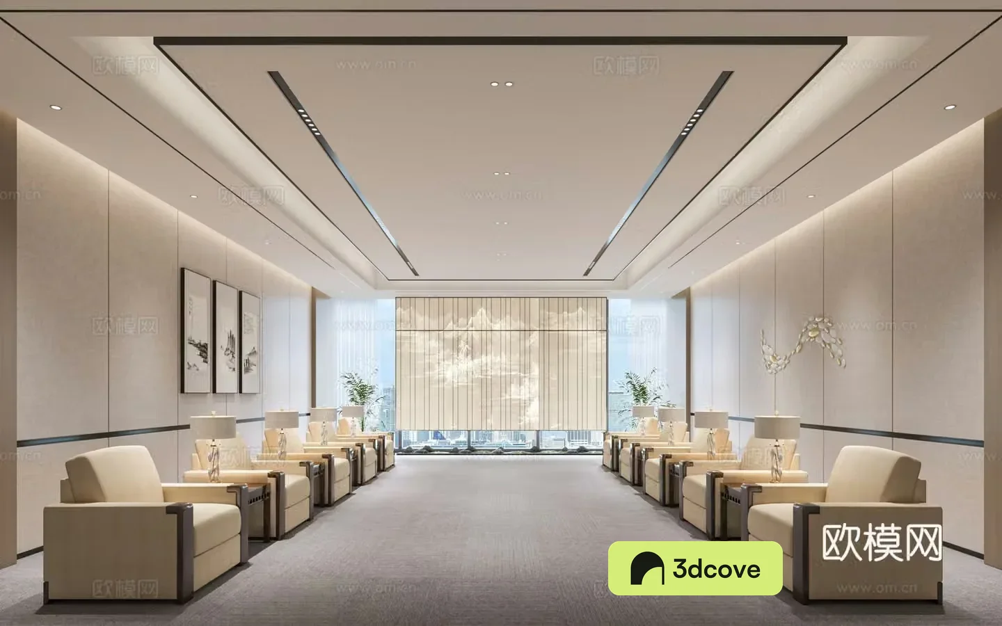 New Chinese style reception room living room conference room reception room sofa new Chinese style screen