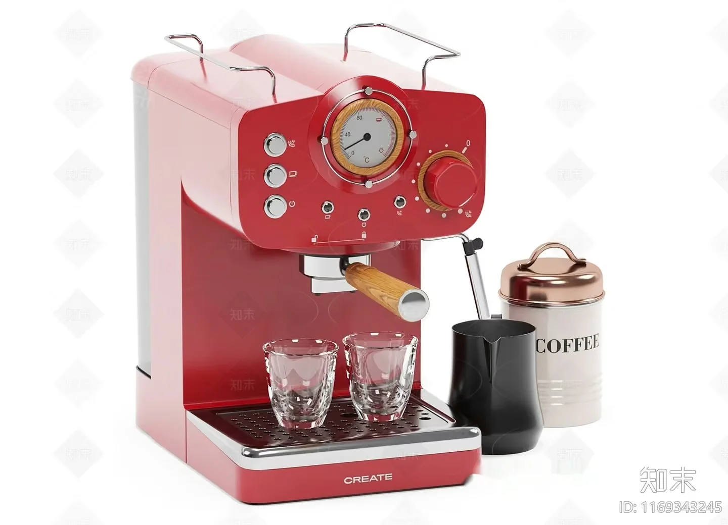 A Red Coffee Maker 3D Model – 8822 – VRAY Render