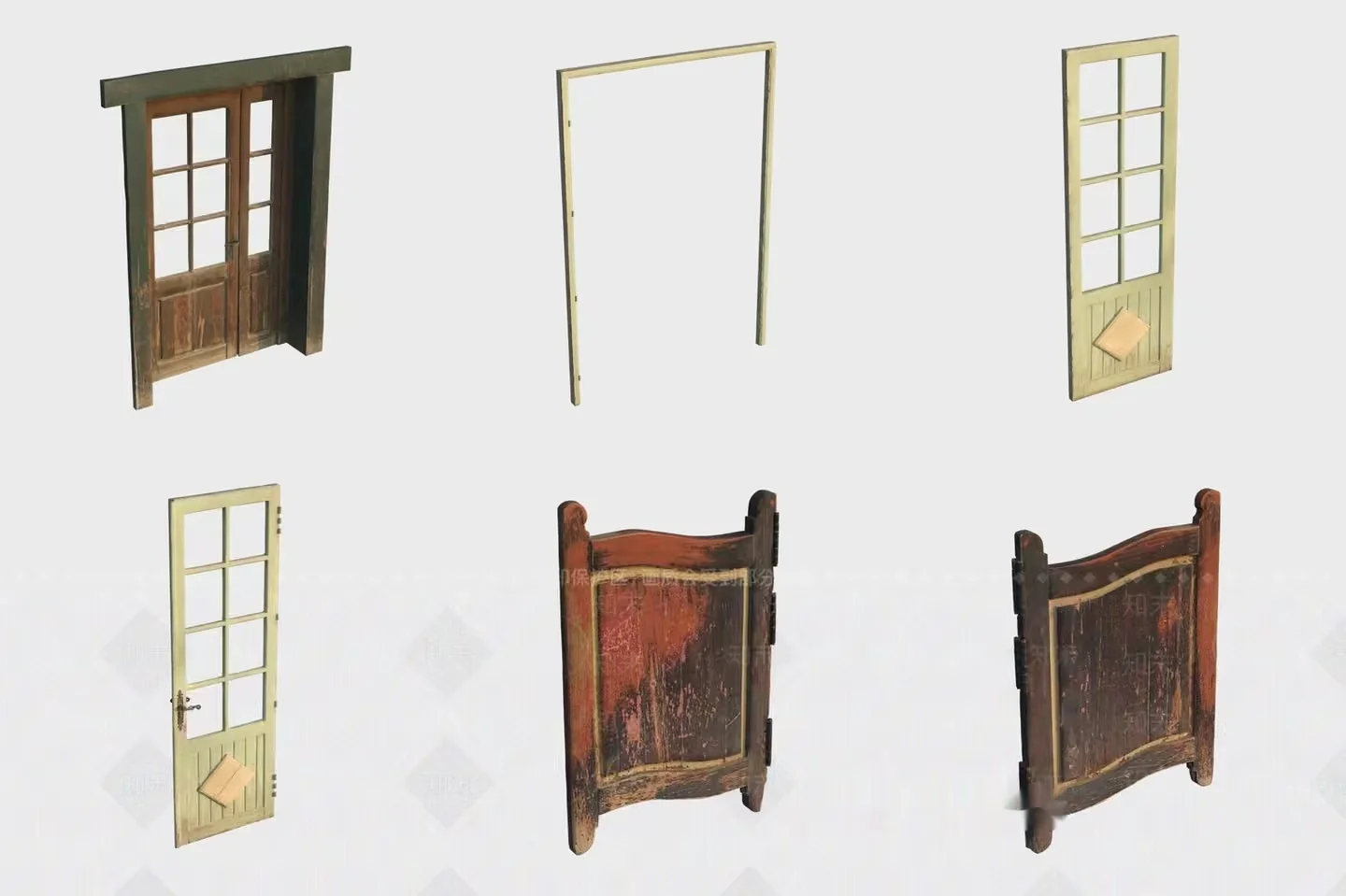 A Collection Of Wooden Doors And Frames 3D Model – 20124 – VRAY Render