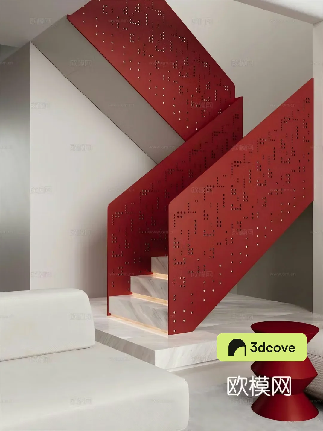 Modern minimalist villa living room stairs sofa