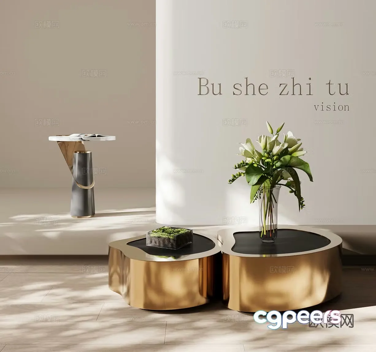 Modern double coffee table 3d model