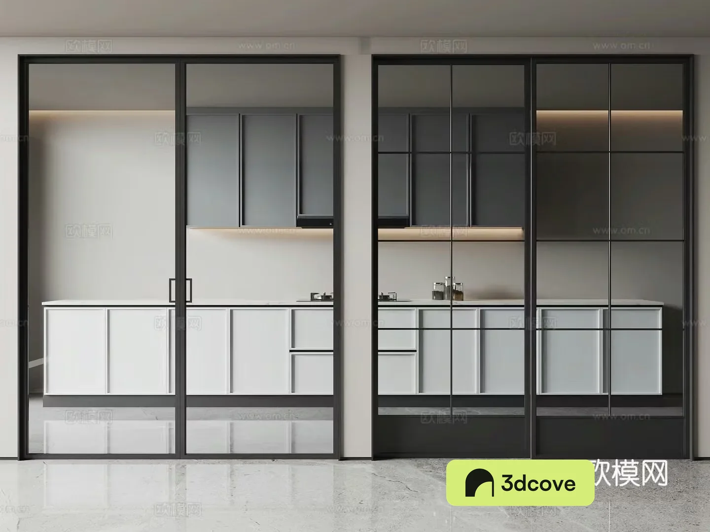 Modern kitchen door glass door wrought iron frame cabinet kitchen utensils