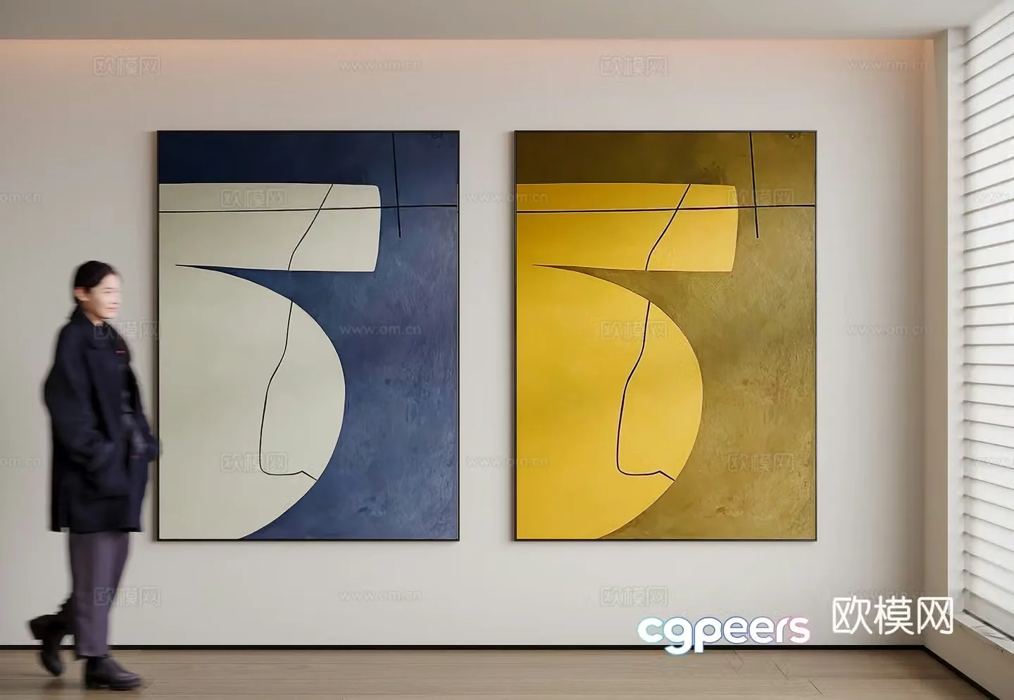 Modern minimalist decorative painting 3d model