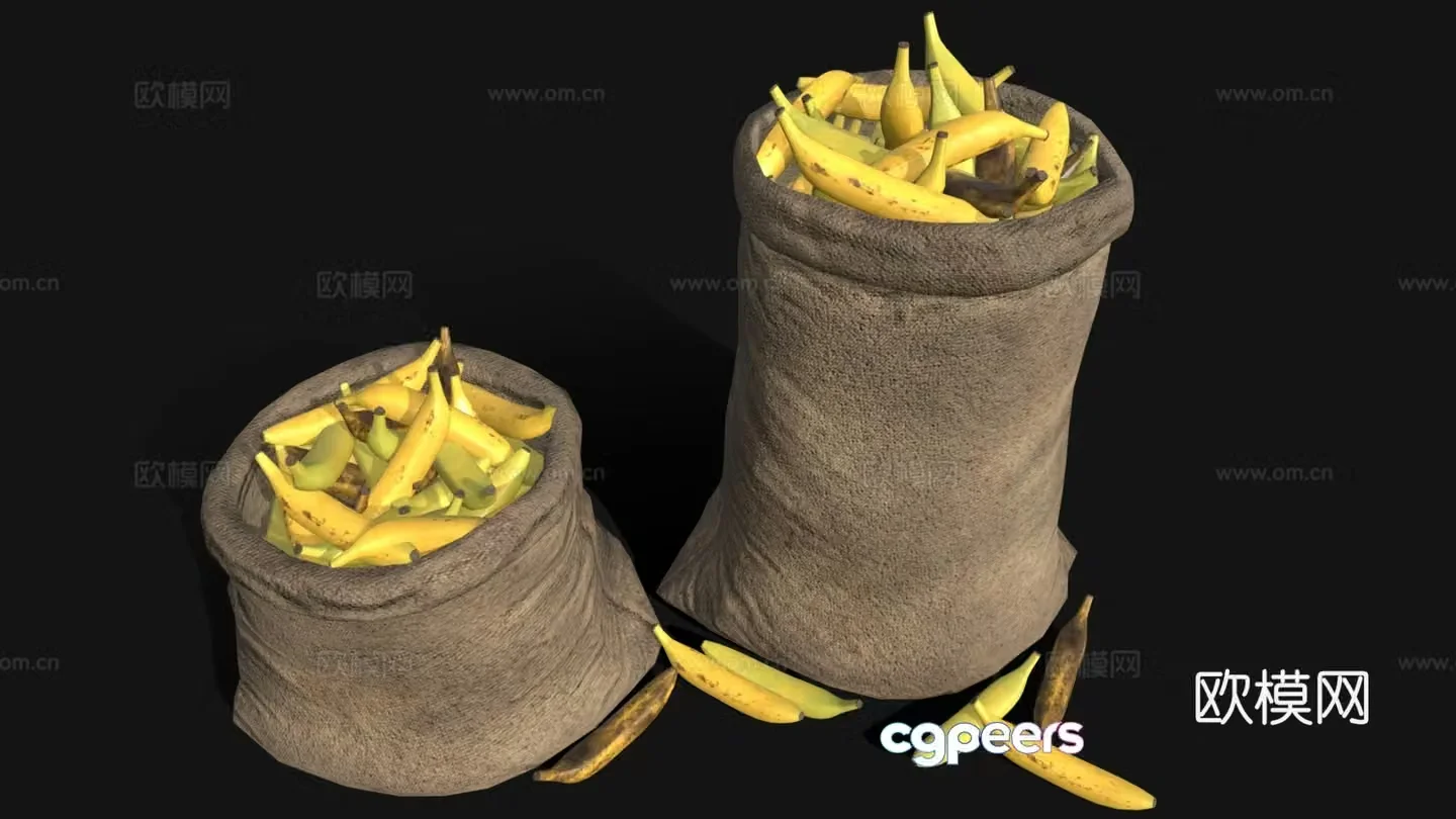 Fruit Bananas A bag of bananas A bunch of bananas 3d model