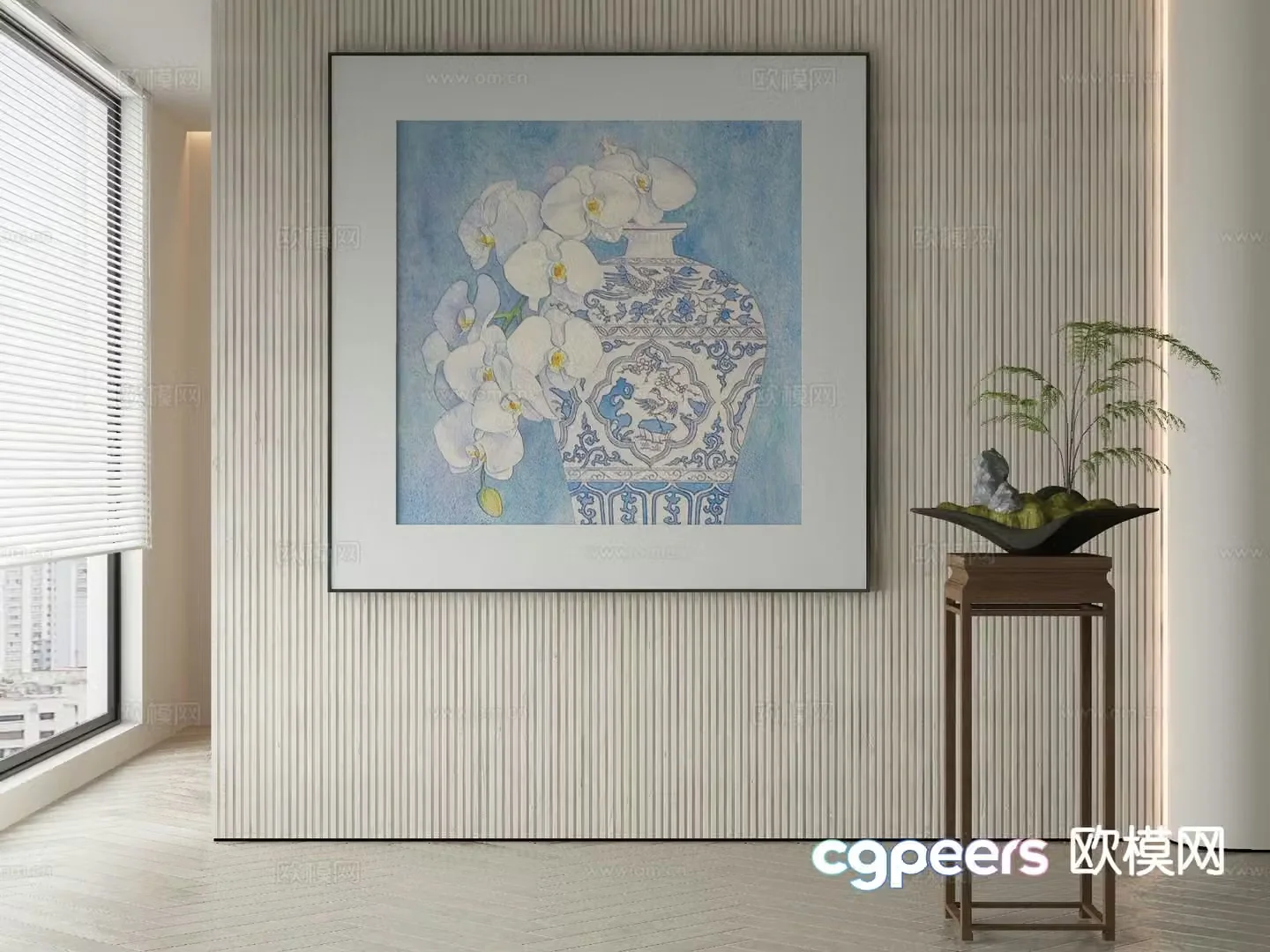 New Chinese style art painting flower painting decorative painting 3d model