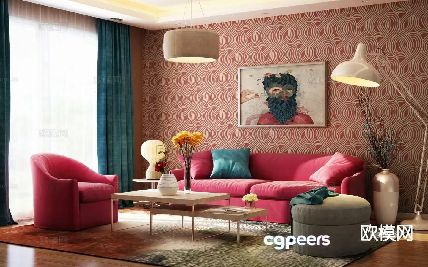 Modern living room 3d model