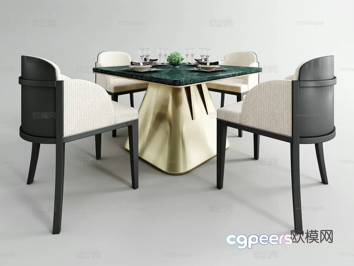 Modern dining table and chair 3d model