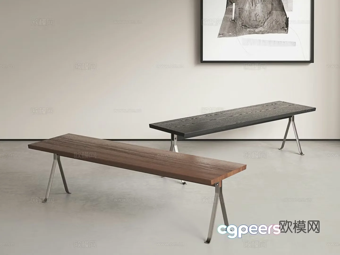 Modern long bench Italian long bench light luxury shoe changing stool minimalist tail stool 3D model
