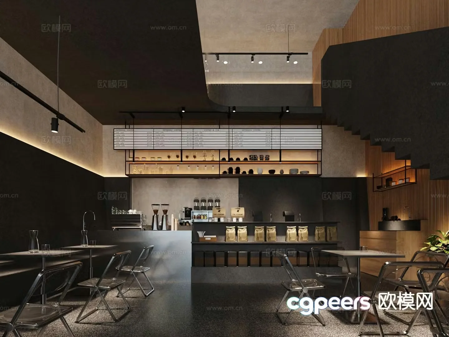Industrial style cafe 3d model