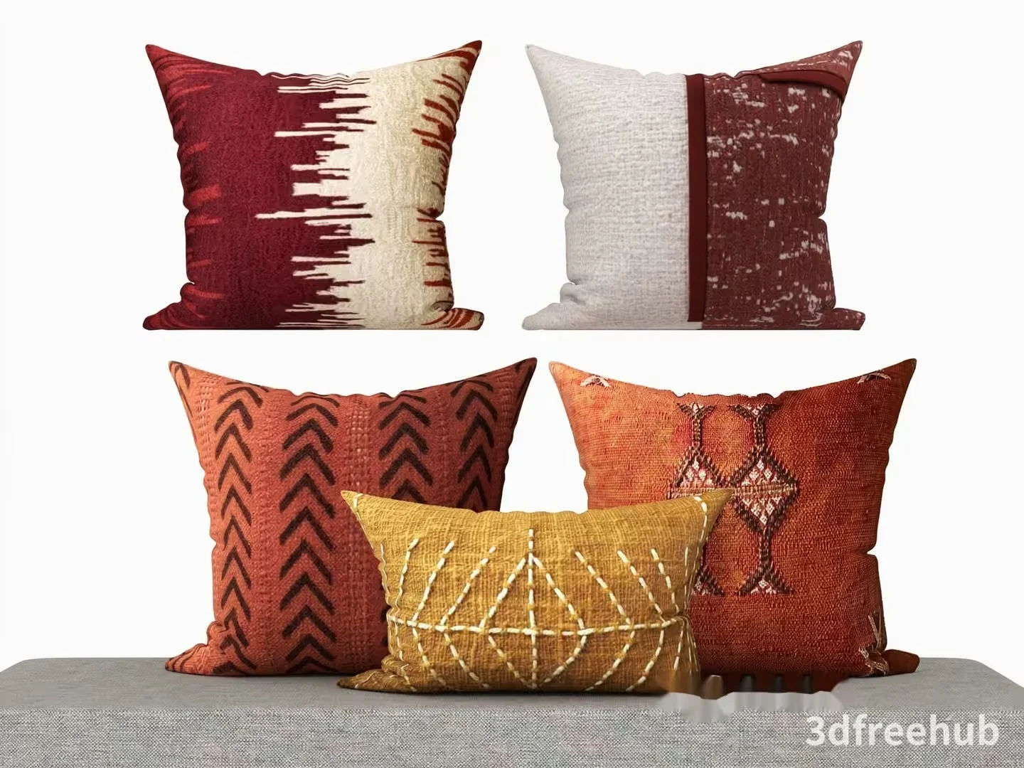 A Collection Of Throw Pillows 3D Model – 19895 – VRAY Render