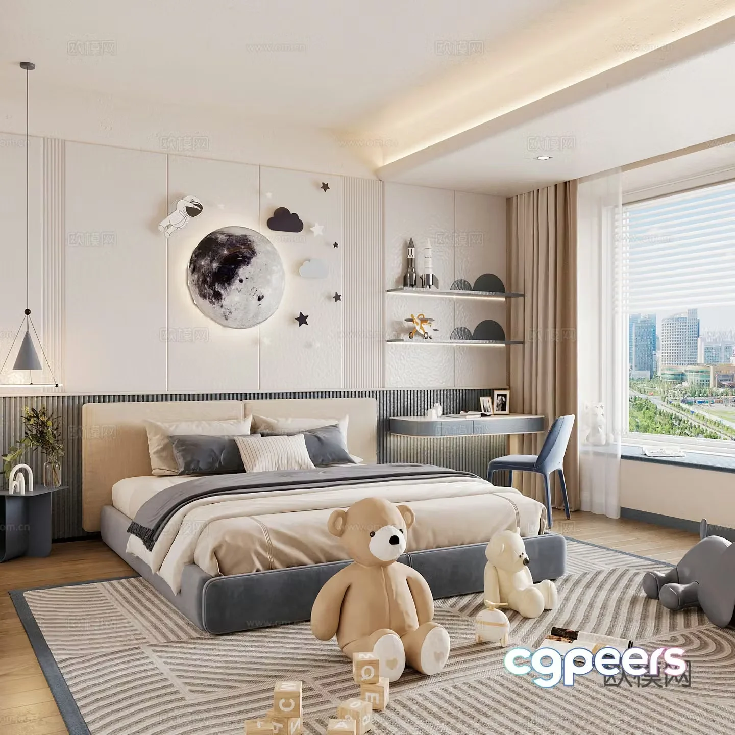 Modern children’s room boy’s room 3d model