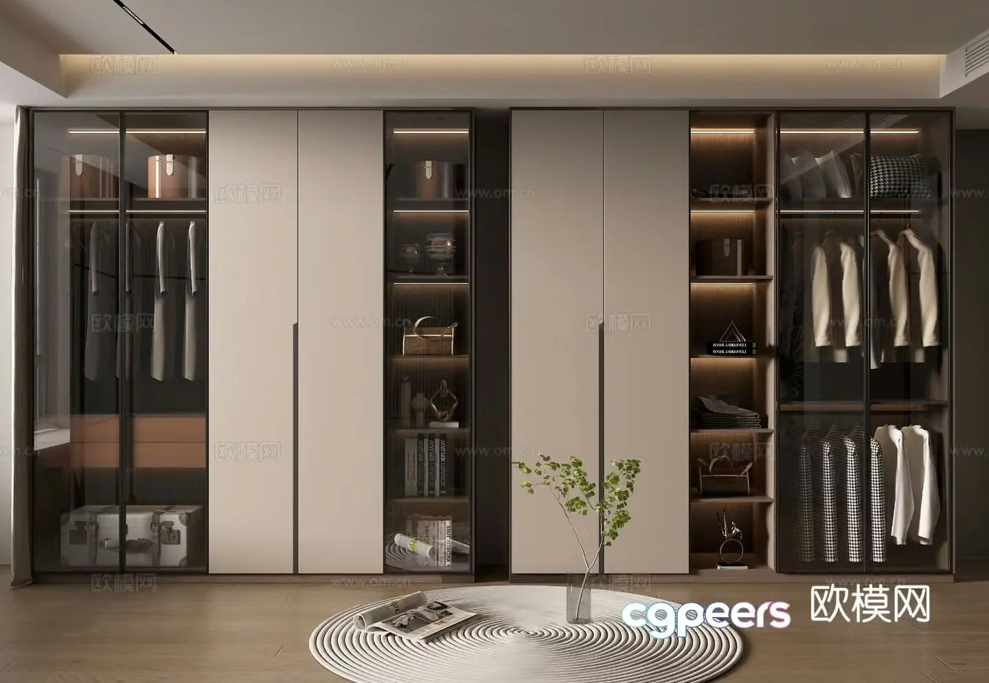 Modern wardrobe glass wardrobe 3d model