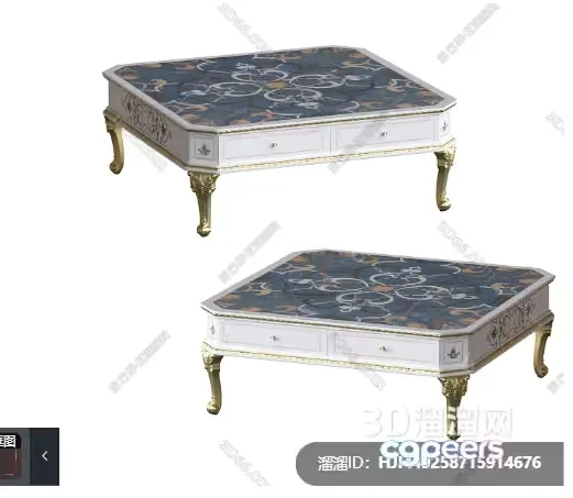 Gold And White Coffee Table 3D Model – 7777 – VRAY Render