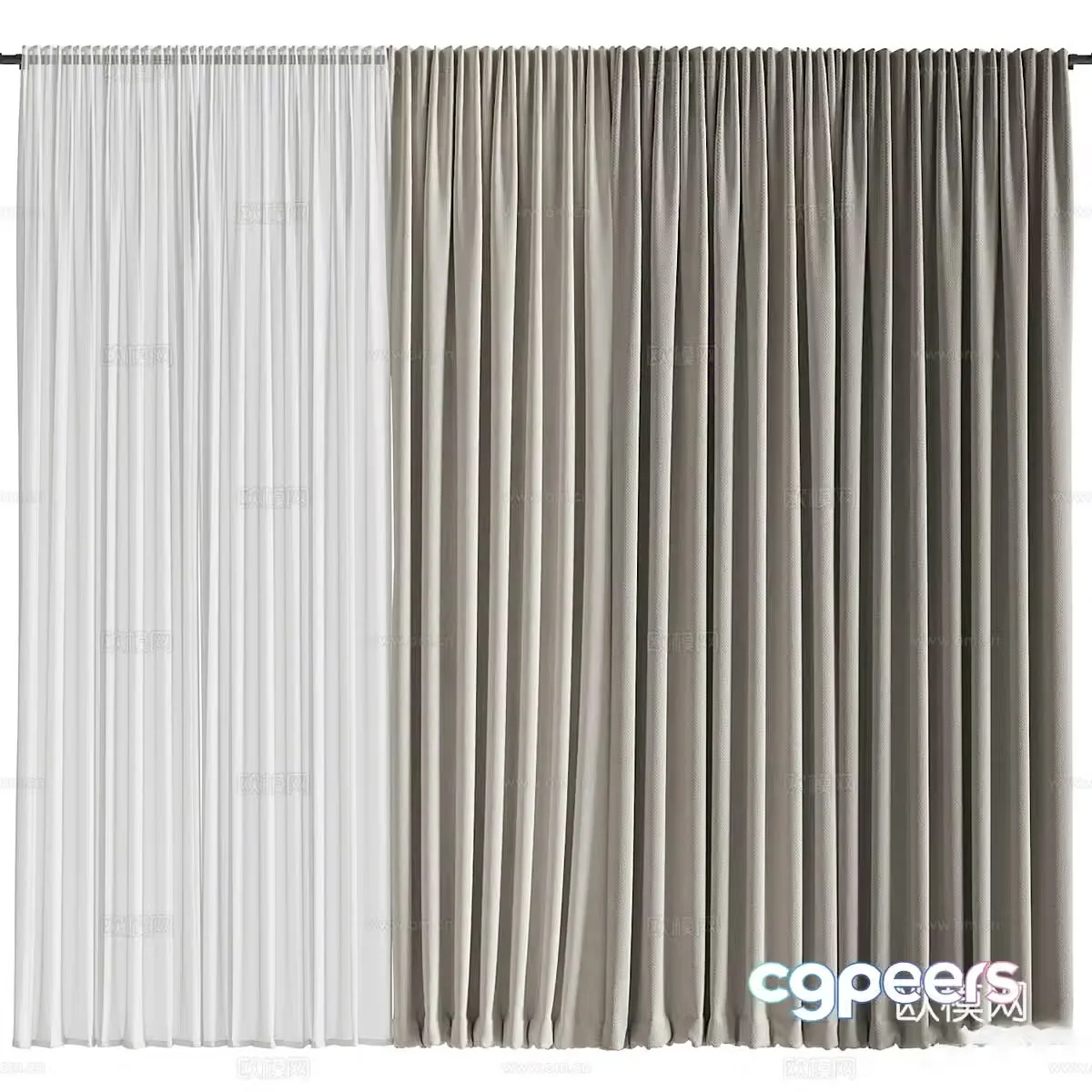 Modern fabric curtain 3d model