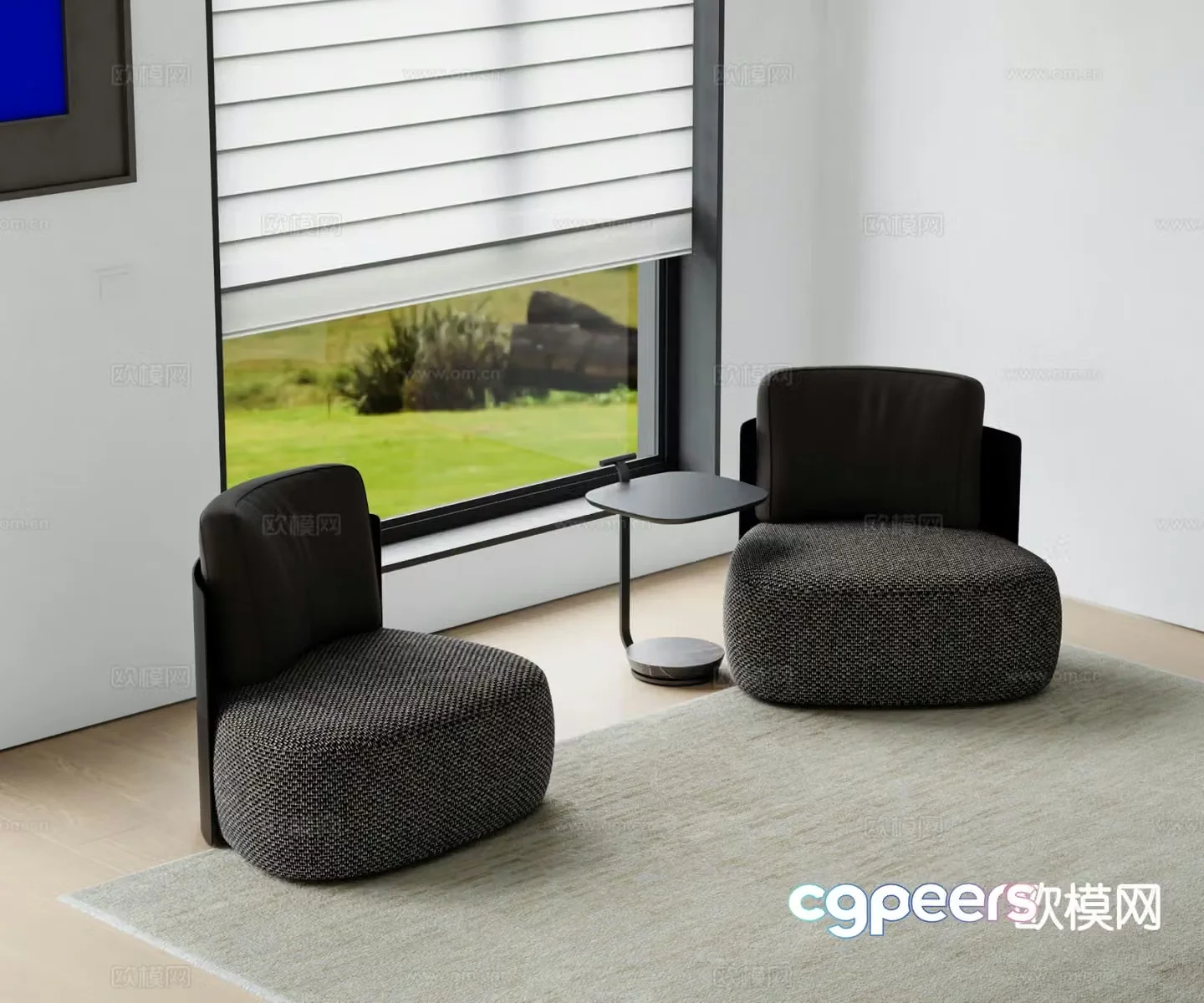 Italian single sofa casual sofa 3d model