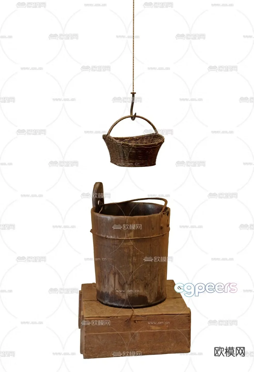 Farm tools bucket well 3d model