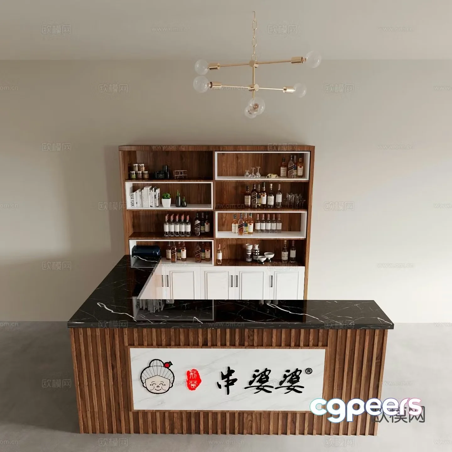 Shop front desk Hotel front desk Island reception reception 3d model