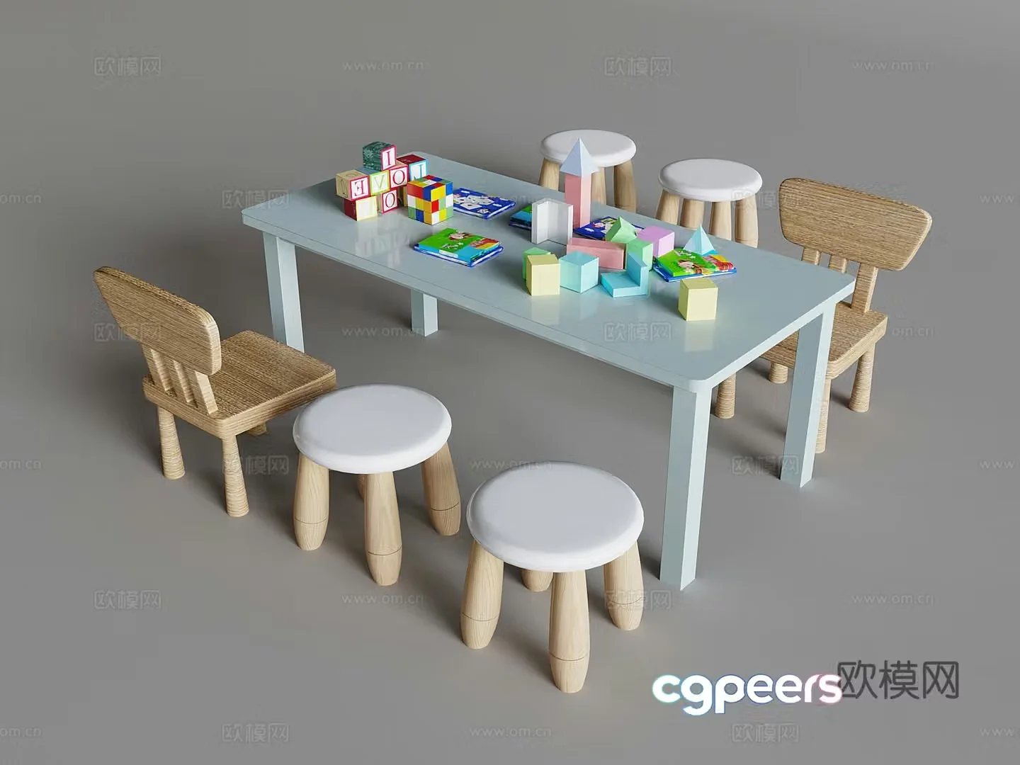 Creamy Wind Children’s Table and Chair toy Building Bay 3D Model