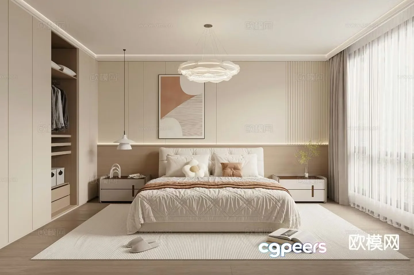 Cream style bedroom master bedroom 3d model