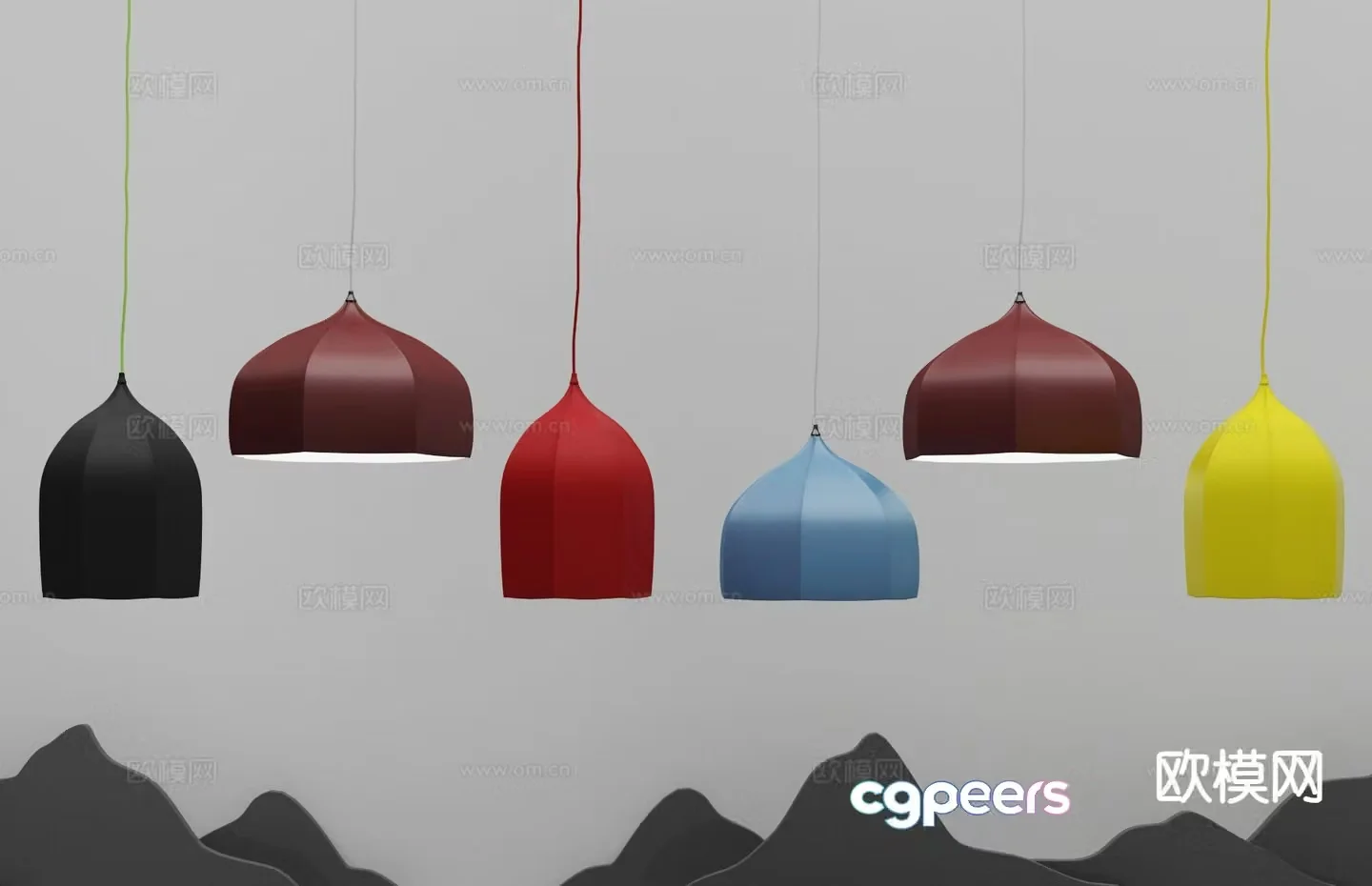 Modern colorful chandelier 3d model