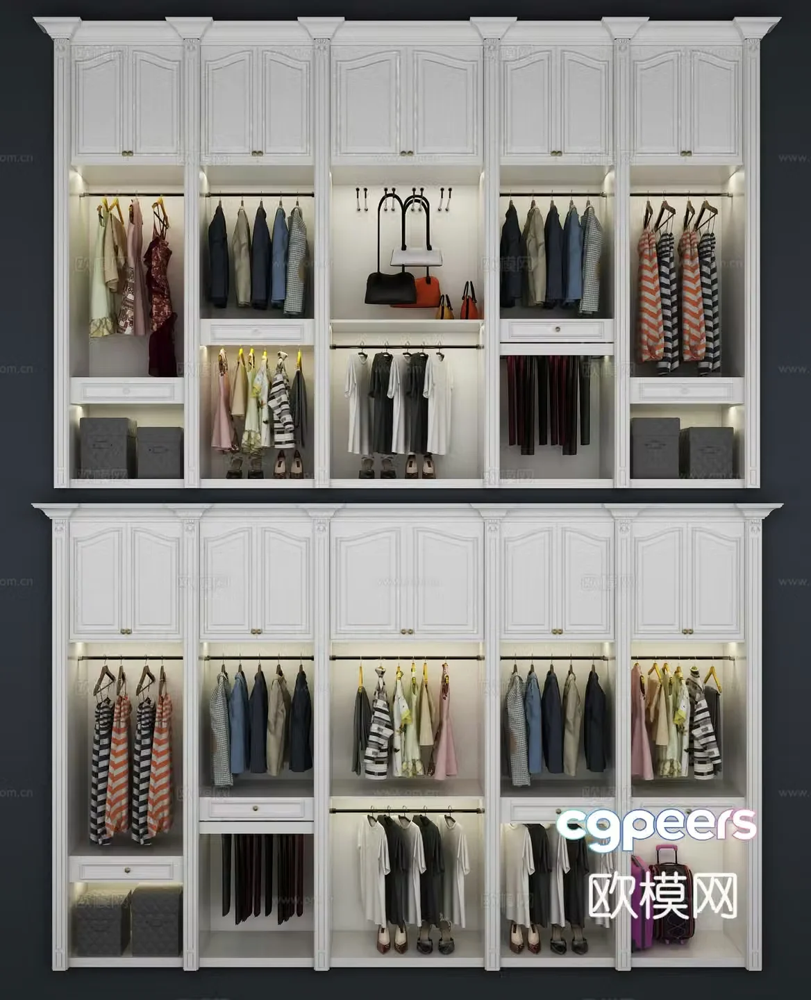 European style wardrobe combination 3D model