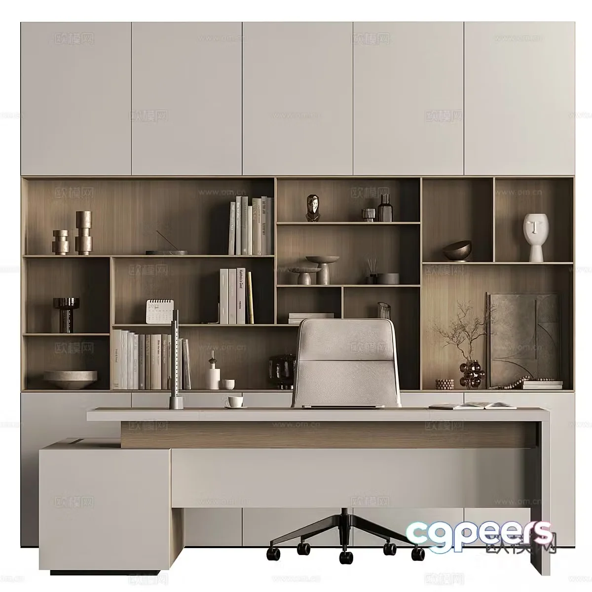 New Chinese style study bookcase 3D model