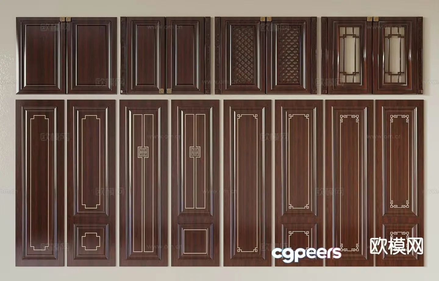 New Chinese cabinet door door 3D model