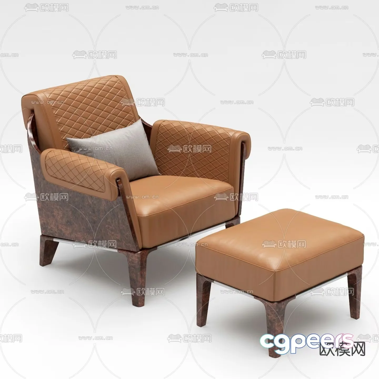 A Brown Leather Armchair 3D Model – 14685 – VRAY Render