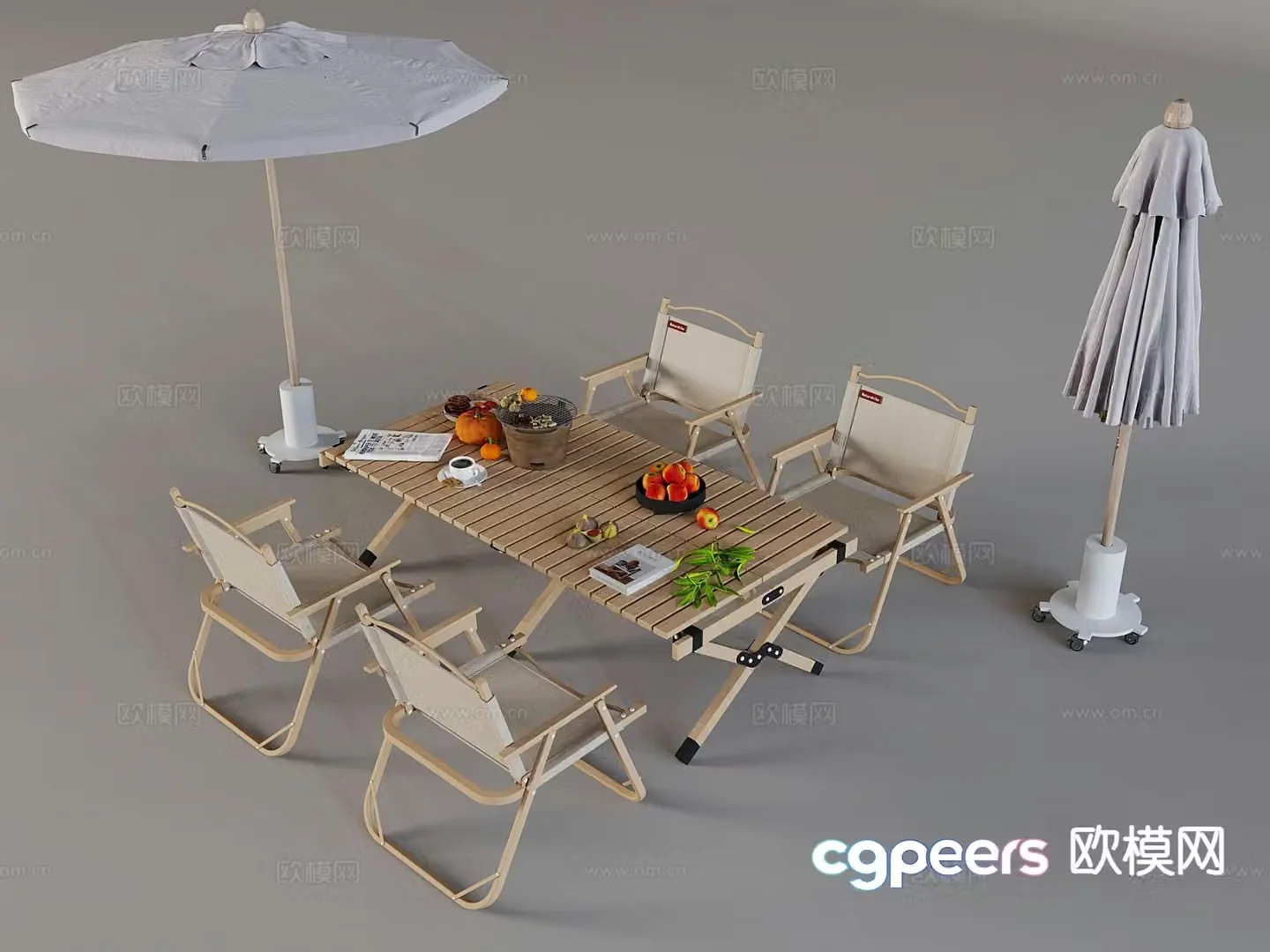 Modern outdoor table and chairs camping table and chairs 3d model