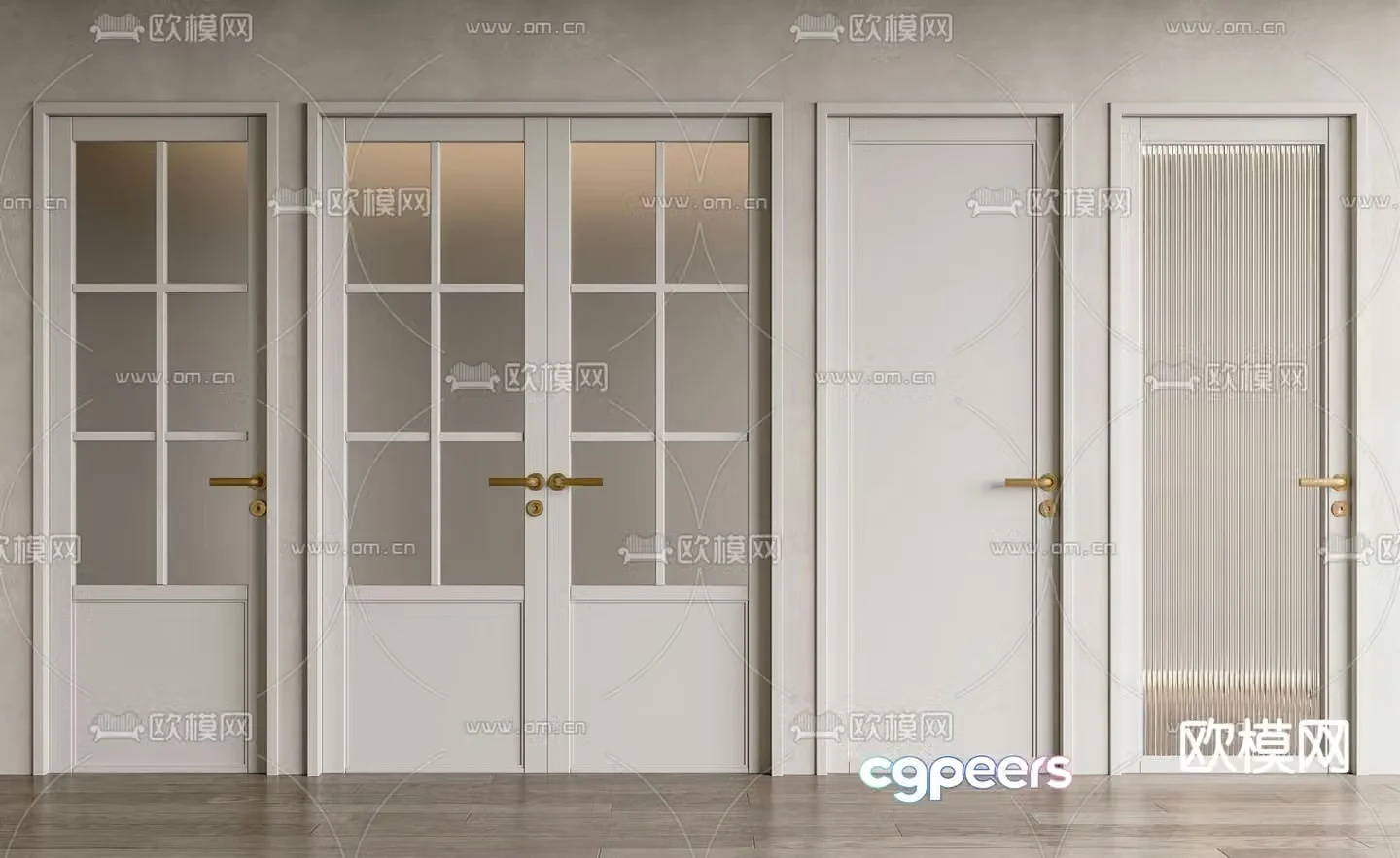 Single-open door Changhong glass door Double-open door Kitchen and bathroom door 3D model