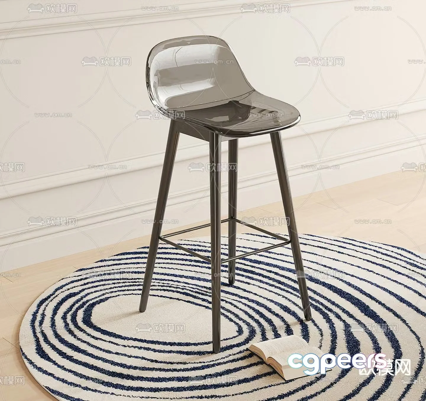 Modern bar stool acrylic bar stool 3d model