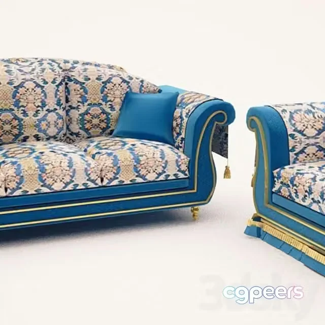 3ds Max Free – Sofa and Chair of the Italian factory caspani